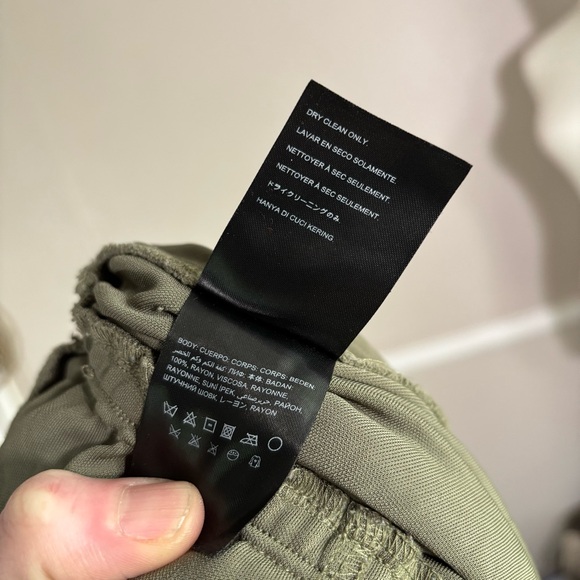 Olive Green Romper Shorts Jumpsuit Size Small 100% Rayon Gold Button Accents - Picture 8 of 9